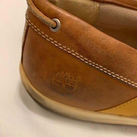 Timberland Sz 14 classic leather 3 Eye Lug loafers boat shoes brown main image 5